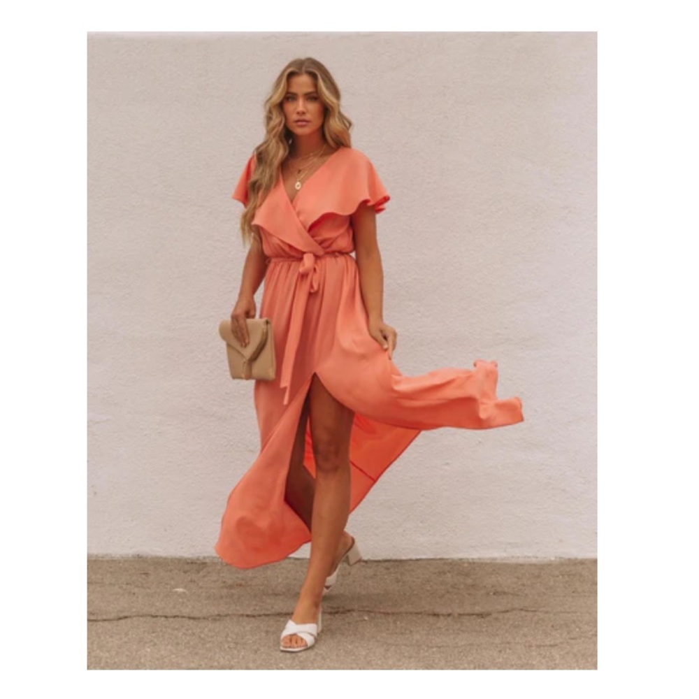 Lost in peach maxi dresss